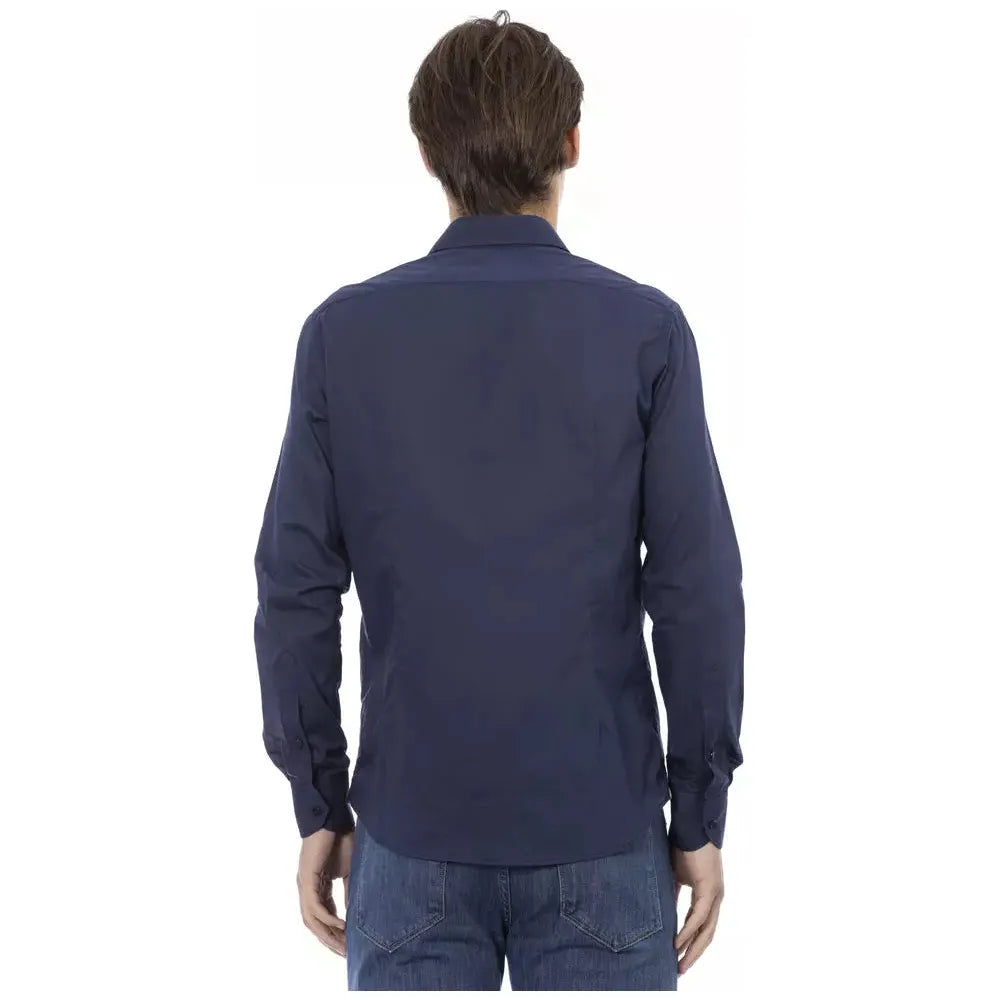 Baldinini Trend Elegant Slim Fit Blue Cotton Shirt blue-cotton-shirt