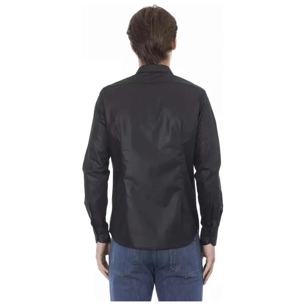 Baldinini Trend Elegant Black Italian Slim Fit Shirt black-polyester-shirt