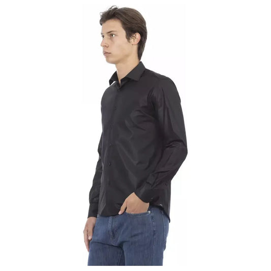 Baldinini Trend Elegant Black Italian Slim Fit Shirt black-polyester-shirt