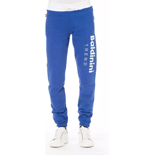 Baldinini Trend Elegant Fleece Sport Pants - Lace-Up & Logo Detail blue-cotton-jeans-pant-7