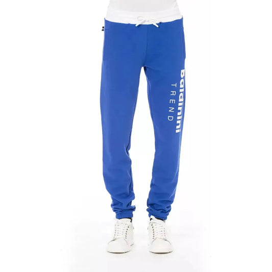 Baldinini Trend Chic Blue Cotton Sport Pants with Lace Closure blue-cotton-jeans-pant-43