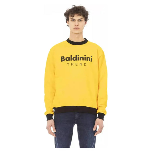 Baldinini Trend Radiant Yellow Cotton Hoodie with Logo Accent yellow-cotton-sweater-3