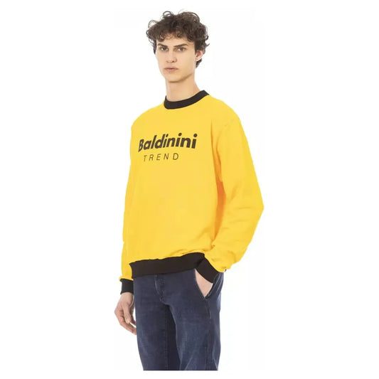 Baldinini Trend Radiant Yellow Cotton Hoodie with Logo Accent yellow-cotton-sweater-3