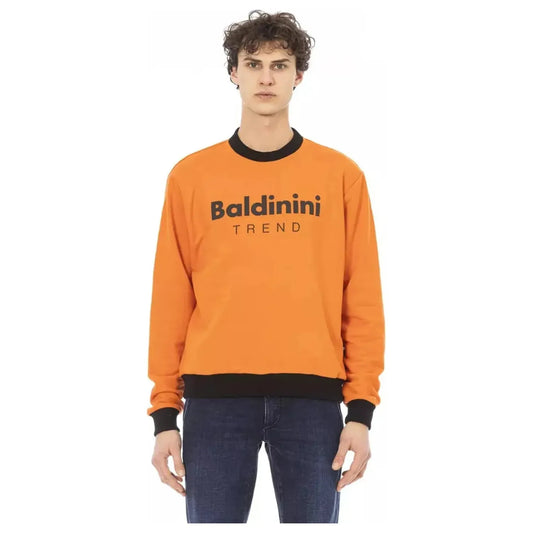 Baldinini Trend Orange Cotton Fleece Hoodie with Front Logo orange-cotton-sweater-1