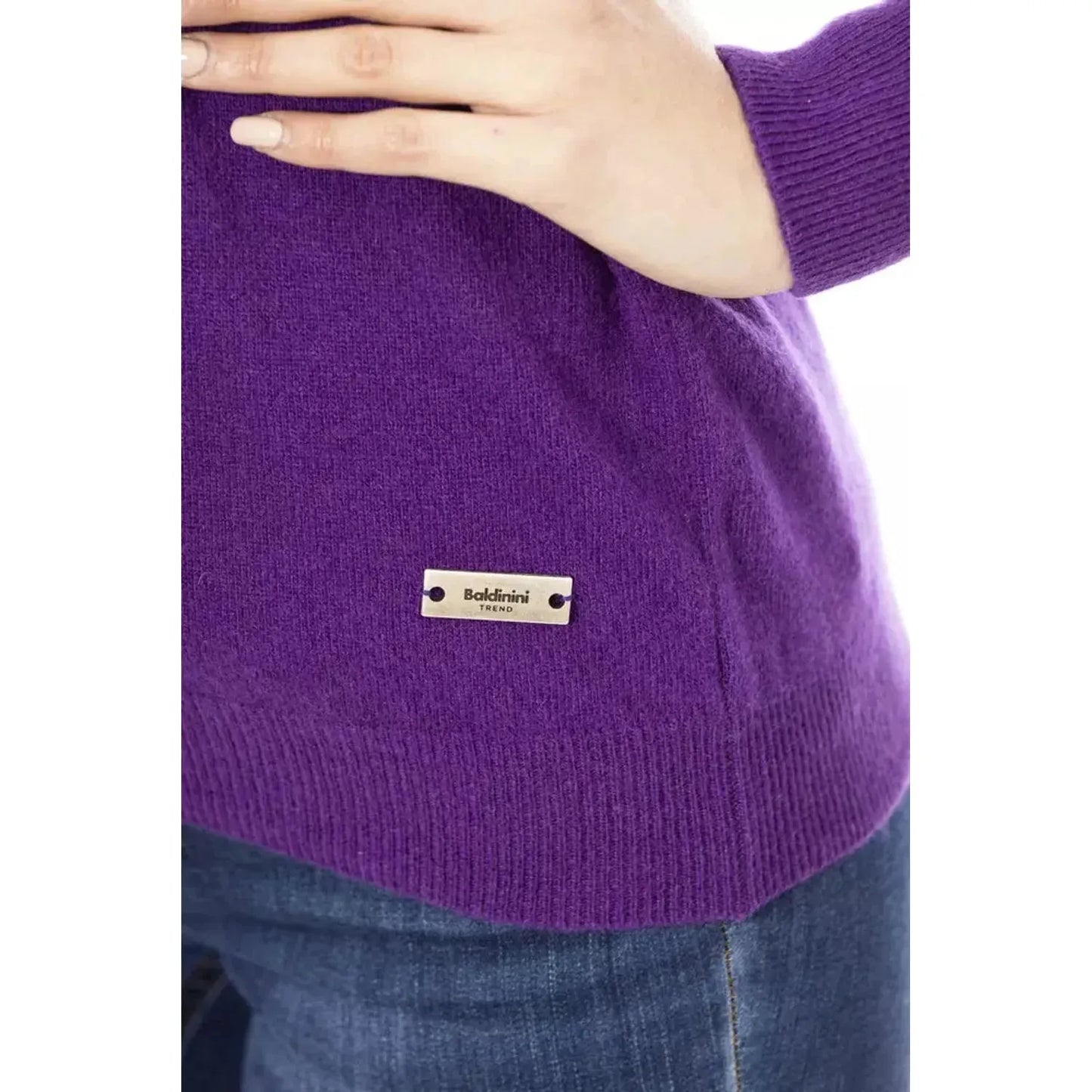Baldinini Trend Crewneck Wool-Cashmere Blend Purple Sweater violet-wool-sweater-1