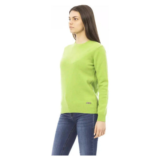 Baldinini Trend Elegant Wool-Cashmere Crewneck Sweater green-wool-sweater-5