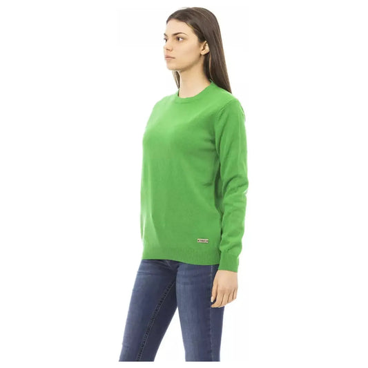 Baldinini Trend Emerald Elegance Wool-Cashmere Sweater green-wool-sweater-3