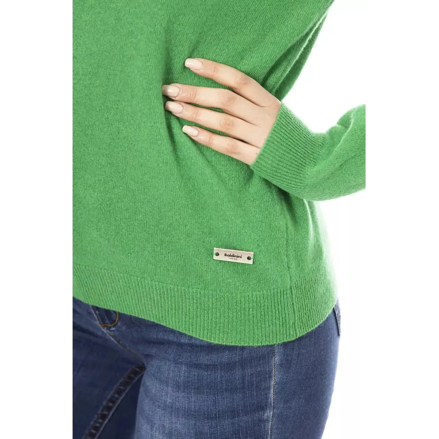 Baldinini Trend Elegant Green Wool-Cashmere Crewneck Sweater green-wool-sweater-4