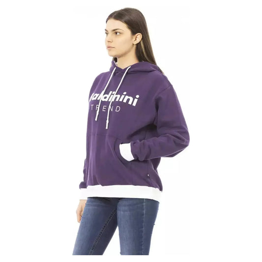 Baldinini Trend Purple Cotton Fleece Hoodie with Logo violet-cotton-sweater-2