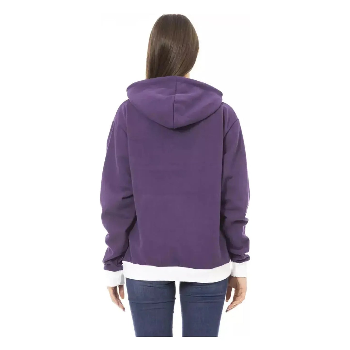 Baldinini Trend Purple Cotton Fleece Hoodie with Logo violet-cotton-sweater-2