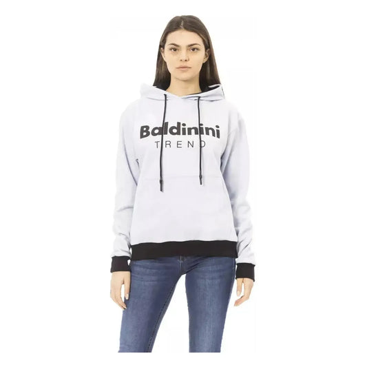 Baldinini Trend Chic White Cotton Fleece Hoodie with Front Logo white-cotton-sweater-11
