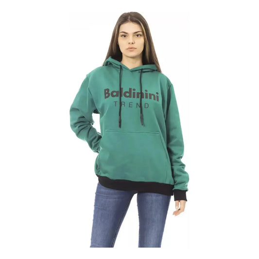 Baldinini Trend Elegant Black Cotton Fleece Hoodie green-cotton-sweater-6