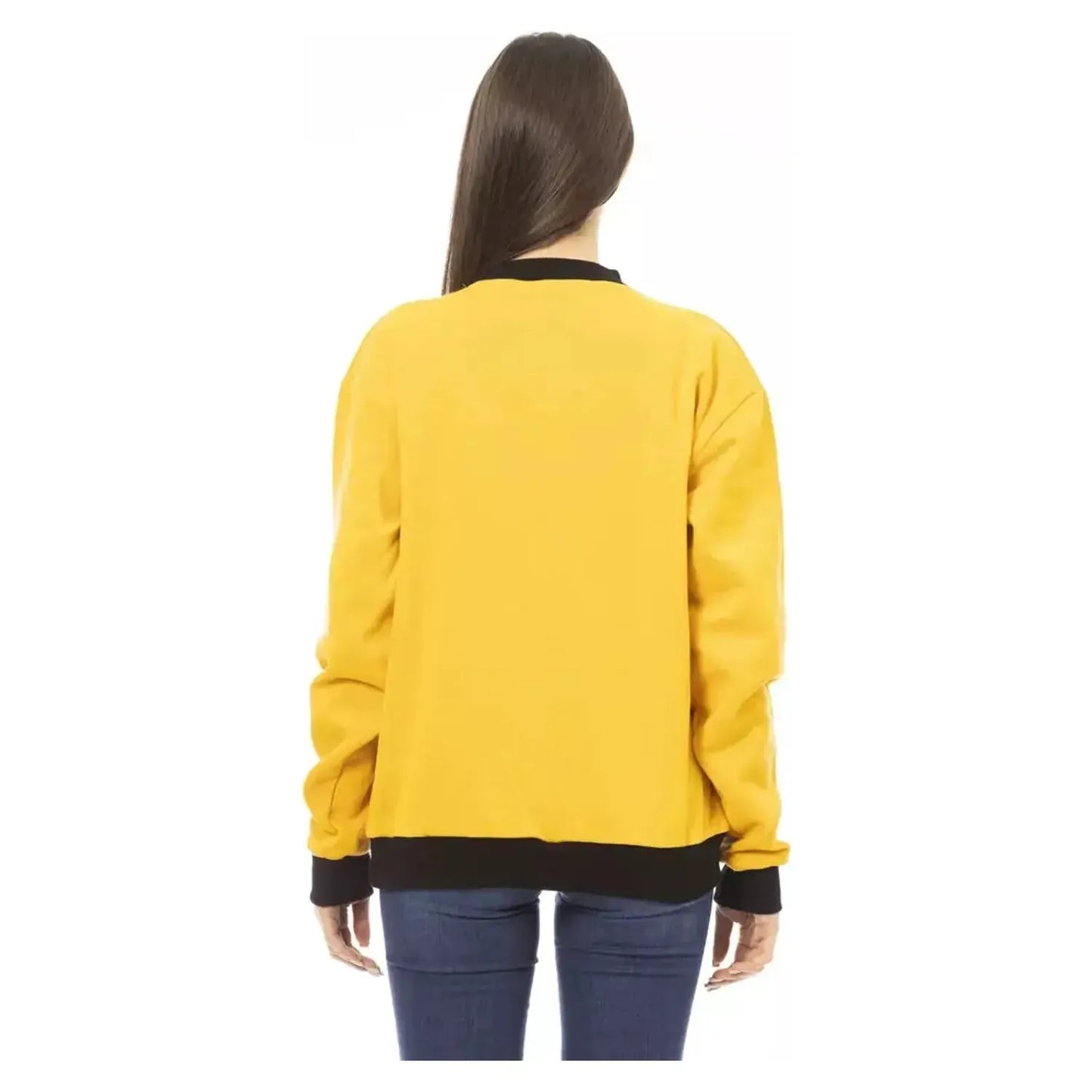 Baldinini Trend Chic Yellow Cotton Fleece Hoodie with Logo yellow-cotton-sweater-2