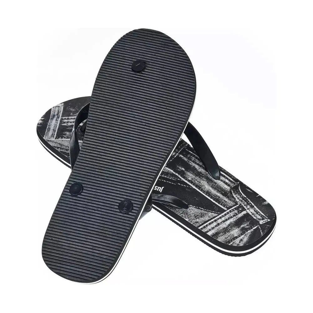 Just Cavalli Sleek Black Logo Flip Flops for Men black-eva-sandal