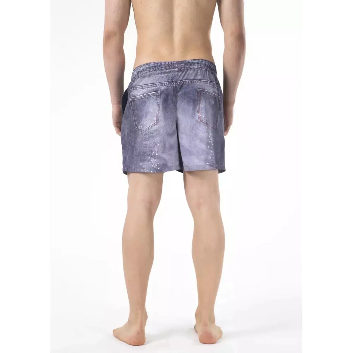 Just Cavalli Chic Blue Printed Beach Shorts blue-swimwear-2