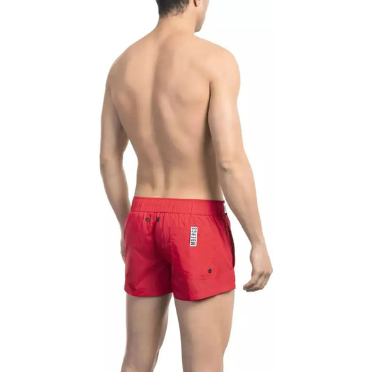 Bikkembergs Red Micro Swim Shorts with Contrast Band black-polyamide-swimwear-2
