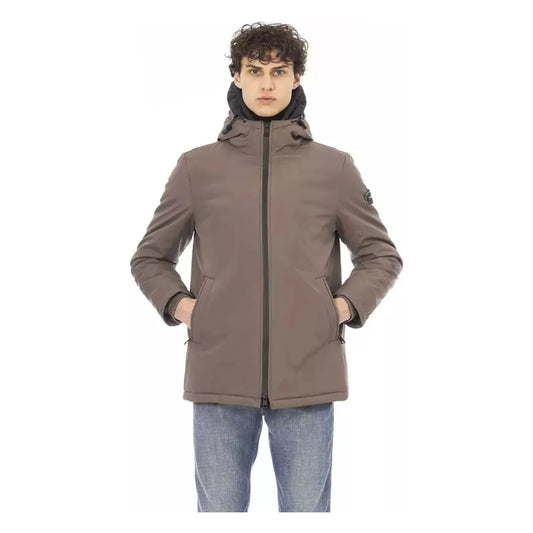 Baldinini Trend Chic Beige Long Jacket with Monogram Detail beige-polyester-jacket