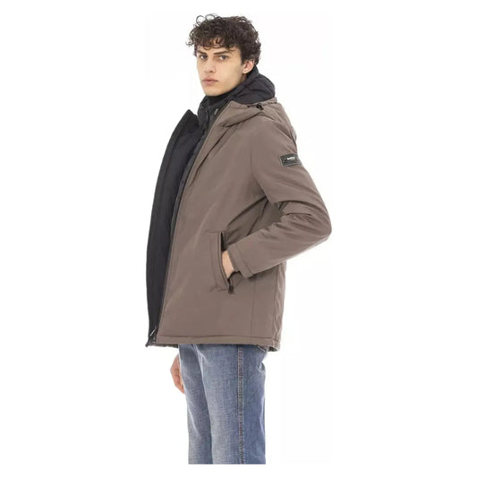 Baldinini Trend Chic Beige Long Jacket with Monogram Detail beige-polyester-jacket
