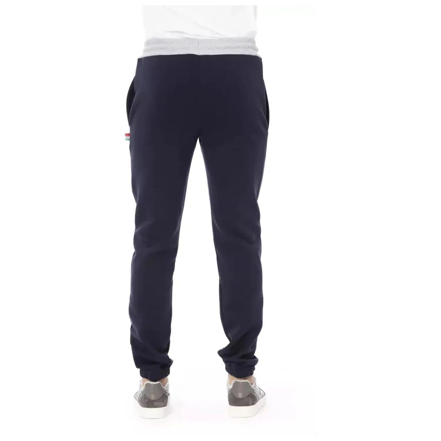 Baldinini Trend Tricolor Insert Fleece Sport Pants in Blue gray-cotton-jeans-pant-47
