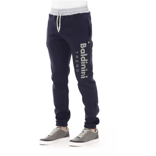 Baldinini Trend Tricolor Insert Fleece Sport Pants in Blue gray-cotton-jeans-pant-47