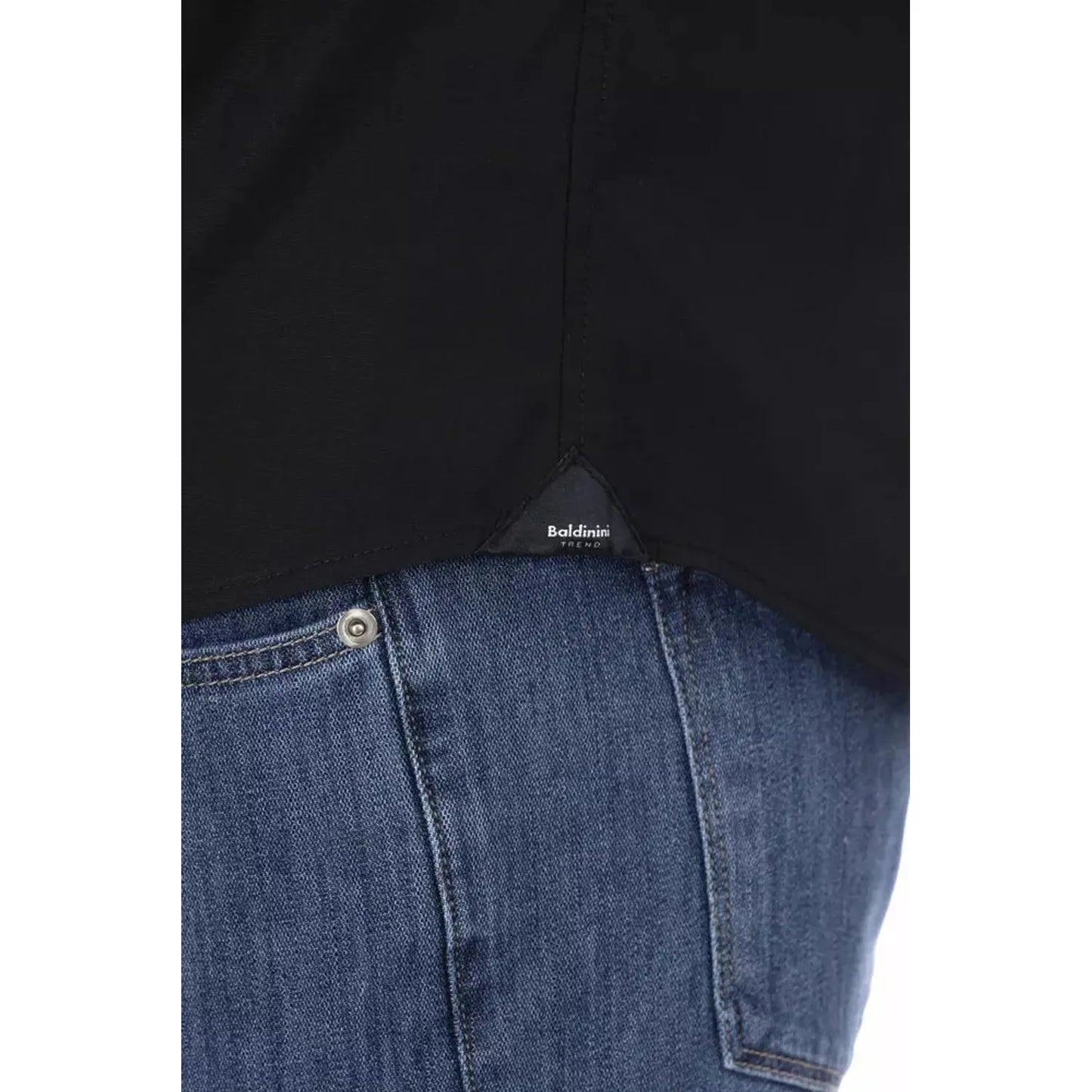 Baldinini Trend Sleek Men's Slim-Fit Designer Shirt black-cotton-shirt-31