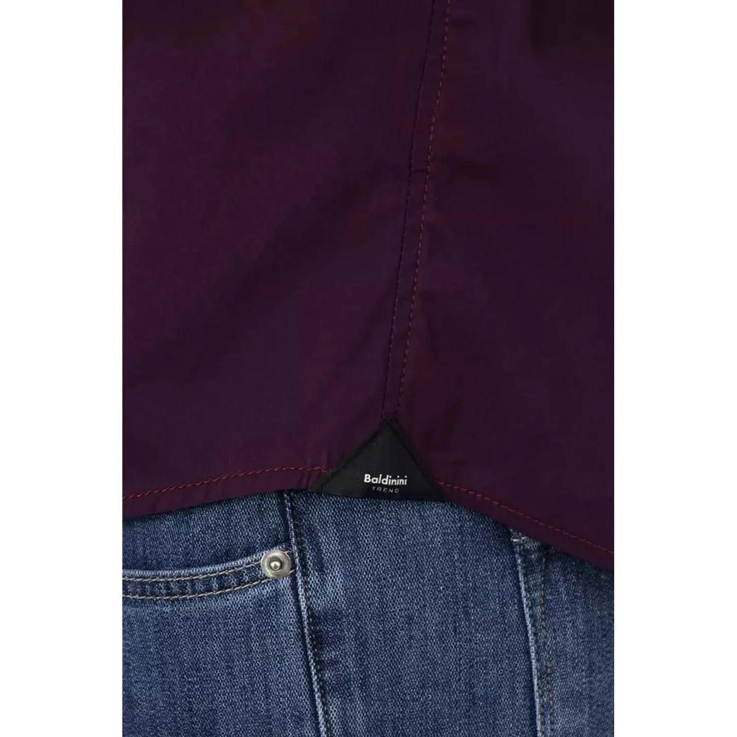 Baldinini Trend Chic Bordeaux Slim Fit Men's Shirt burgundy-cotton-shirt-5