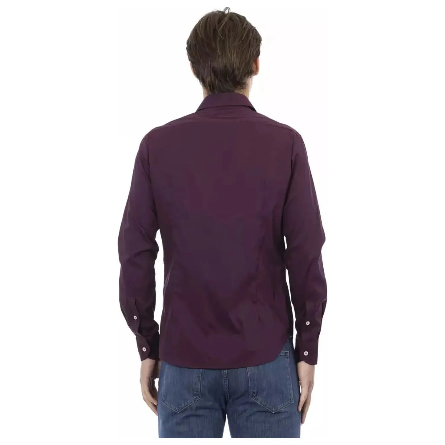 Baldinini Trend Chic Bordeaux Slim Fit Men's Shirt burgundy-cotton-shirt-5 product-22601-495965626-21-7b559e91-f93.webp