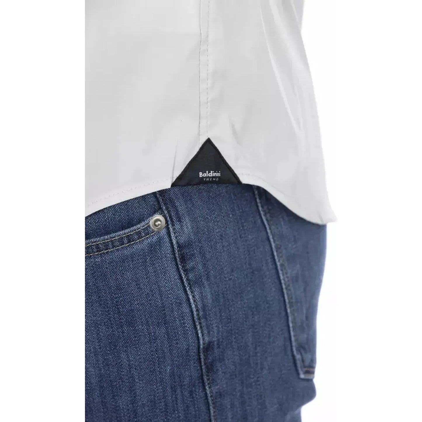 Baldinini Trend Sleek Gray Slim Fit Designer Shirt gray-cotton-shirt-13