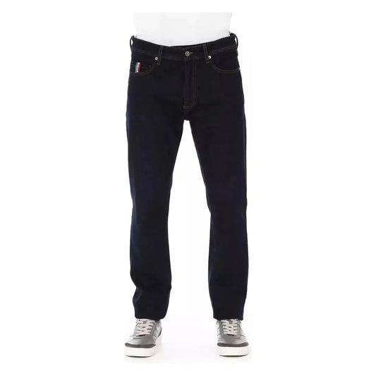 Baldinini Trend Chic Tricolor Detail Men's Designer Jeans blue-cotton-jeans-pant-199