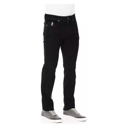Baldinini Trend Elegant Tricolor Detail Men's Jeans black-cotton-jeans-pant-70
