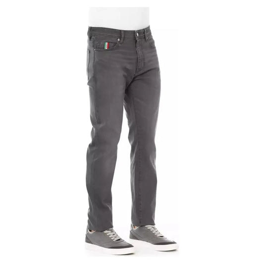Baldinini Trend Chic Tricolor Inset Jeans for Gentlemen gray-cotton-jeans-pant-51