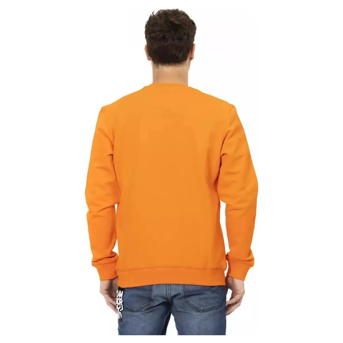 Automobili Lamborghini Sleek Orange Crewneck Sweatshirt with Sleeve Logo orange-cotton-sweater-11
