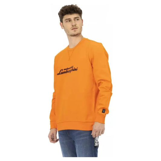Automobili Lamborghini Sleek Orange Crewneck Sweatshirt with Sleeve Logo orange-cotton-sweater-11