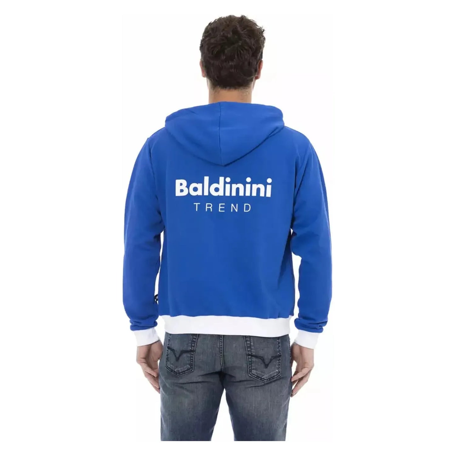 Baldinini Trend Elegant Blue Wool Hoodie with Rear Logo light-blue-wool-sweater