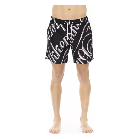 Bikkembergs Sleek All-over Print Men's Swim Shorts black-polyester-swimwear-26