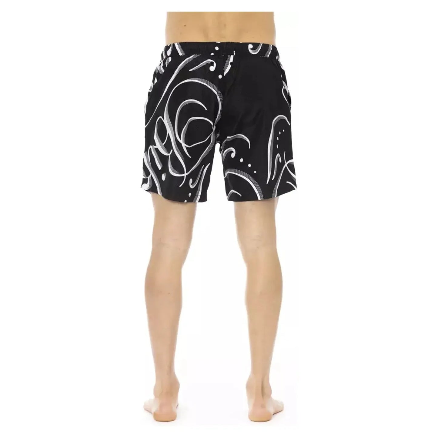 Bikkembergs Sleek All-over Print Men's Swim Shorts black-polyester-swimwear-26
