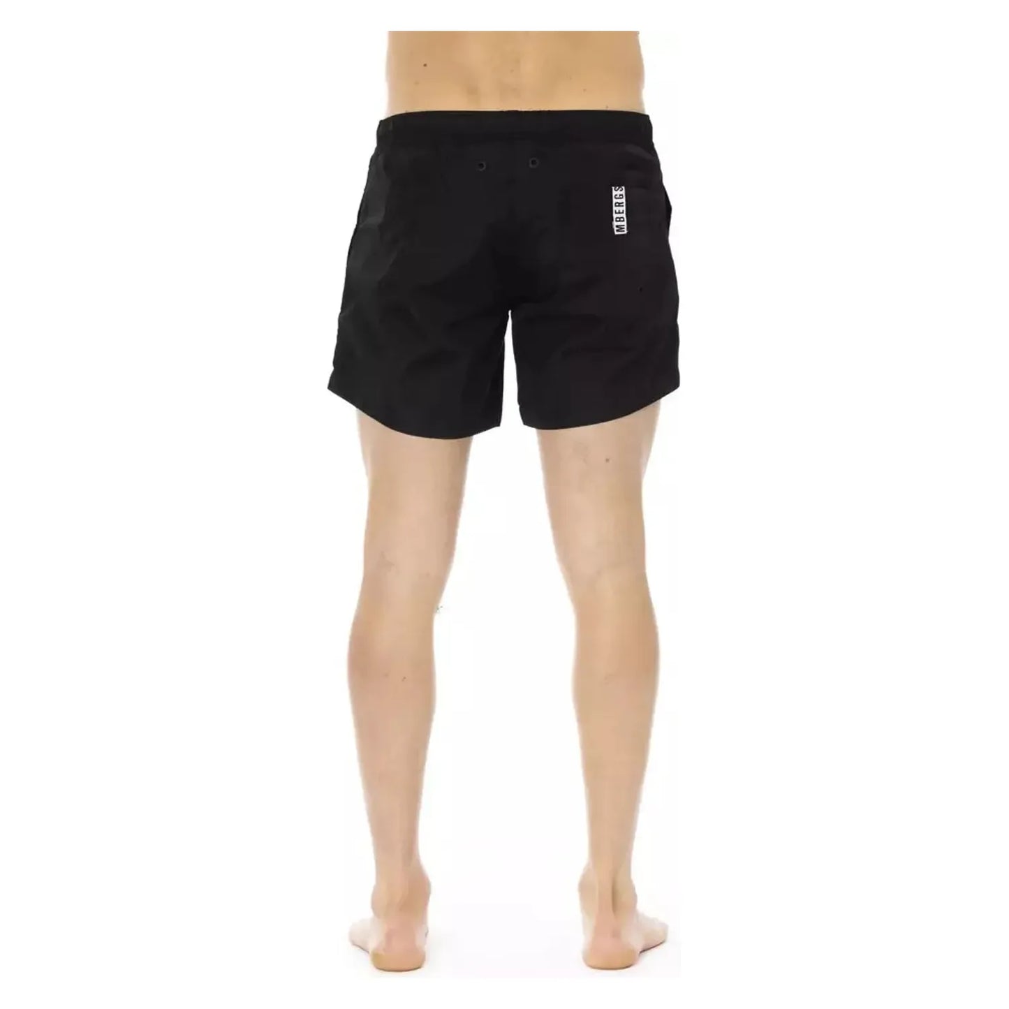 Bikkembergs Sleek Black Swim Shorts with Sporty Tape Detail black-polyamide-swimwear-6