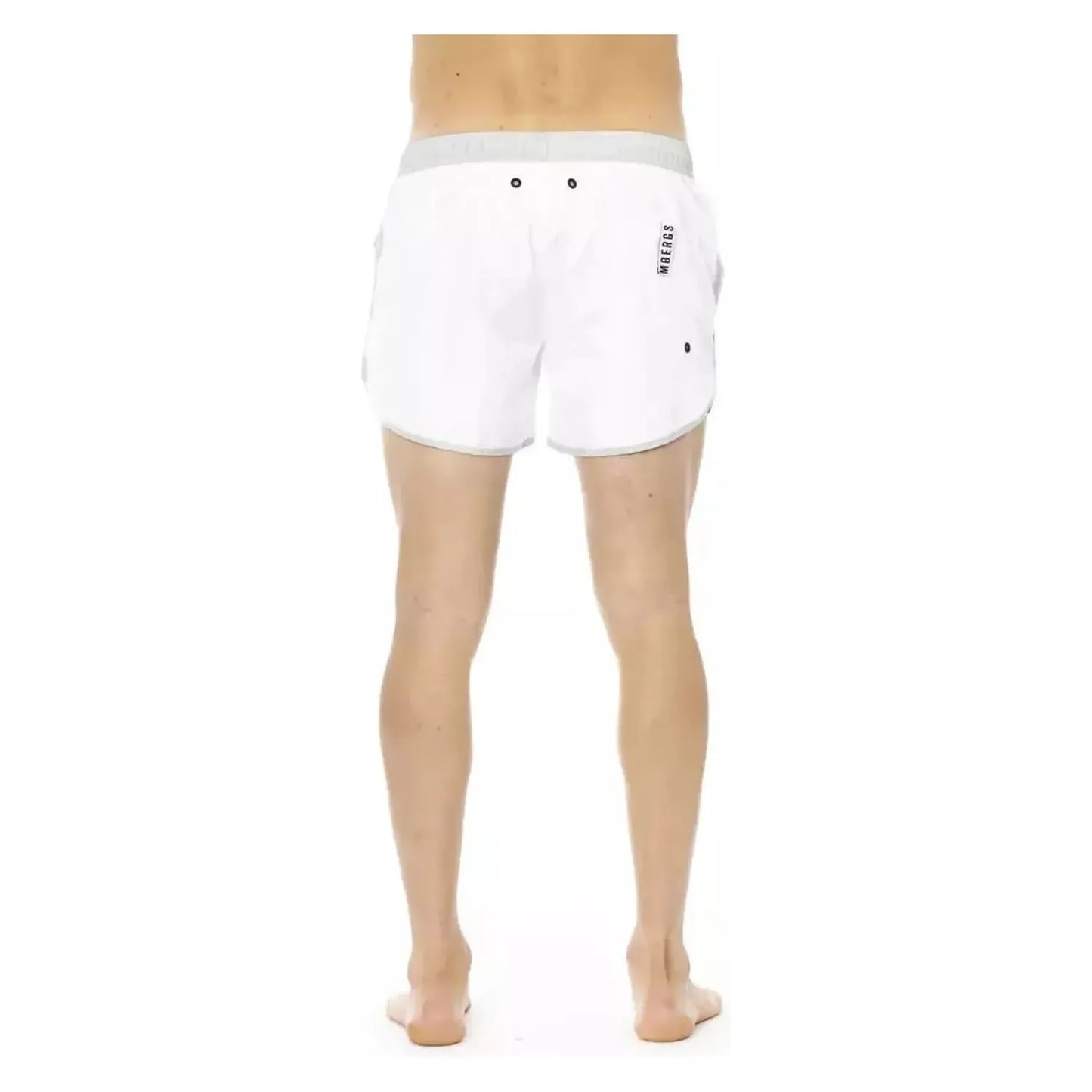 Bikkembergs Elegant White Swim Shorts with Unique Front Print white-polyester-swimwear-1