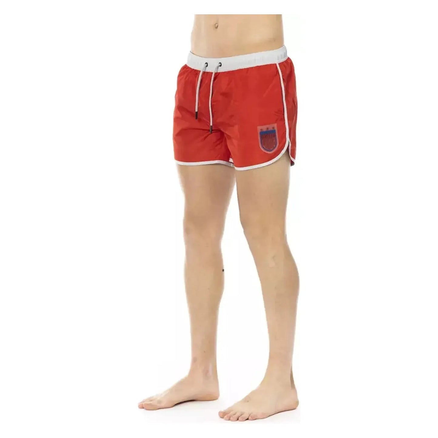 Bikkembergs Vibrant Red Swim Shorts with Front Print red-polyester-swimwear-5