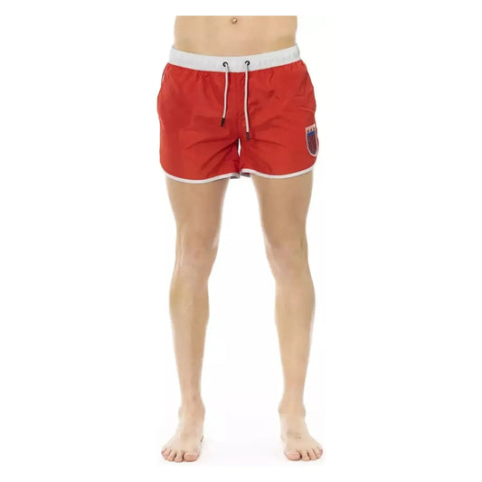 Bikkembergs Vibrant Red Swim Shorts with Front Print red-polyester-swimwear-5