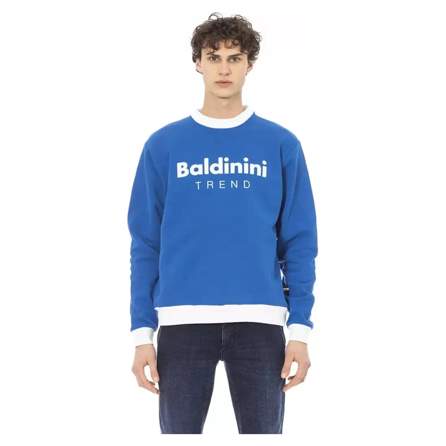 Baldinini Trend Elegant Blue Cotton Long-Sleeve Sweatshirt blue-cotton-sweater-130