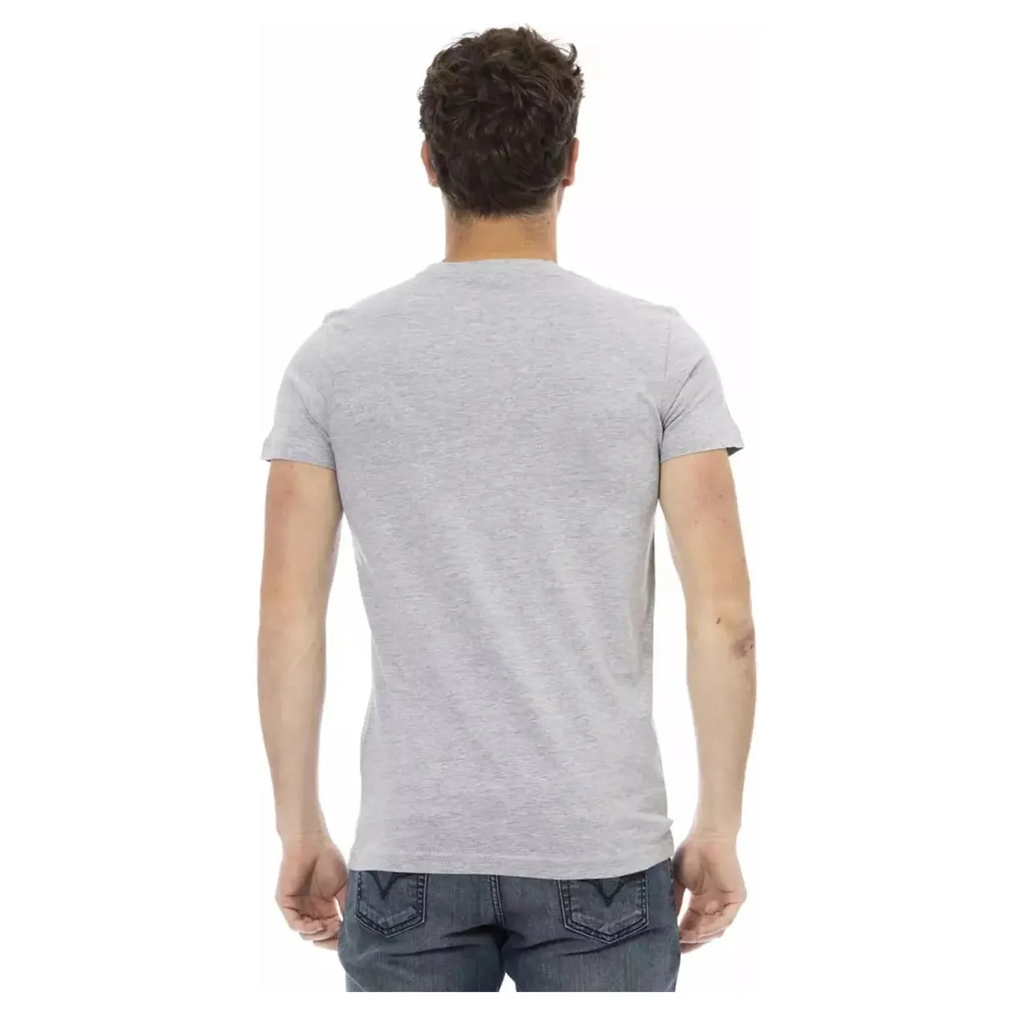 Trussardi Action Chic Graphite Short Sleeve Tee with Front Print gray-cotton-t-shirt-90