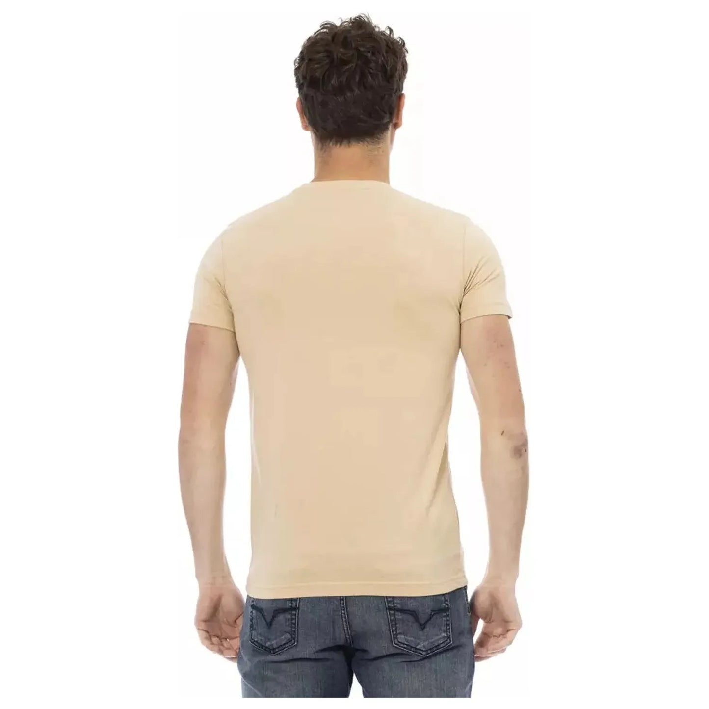 Trussardi Action Beige Short Sleeve Tee with Sleek Print beige-cotton-t-shirt-11