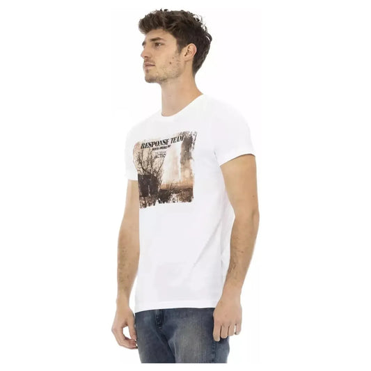 Trussardi Action Chic White Tee with Stylish Front Print white-cotton-t-shirt-107