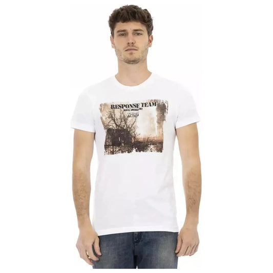 Trussardi Action Chic White Tee with Stylish Front Print white-cotton-t-shirt-107