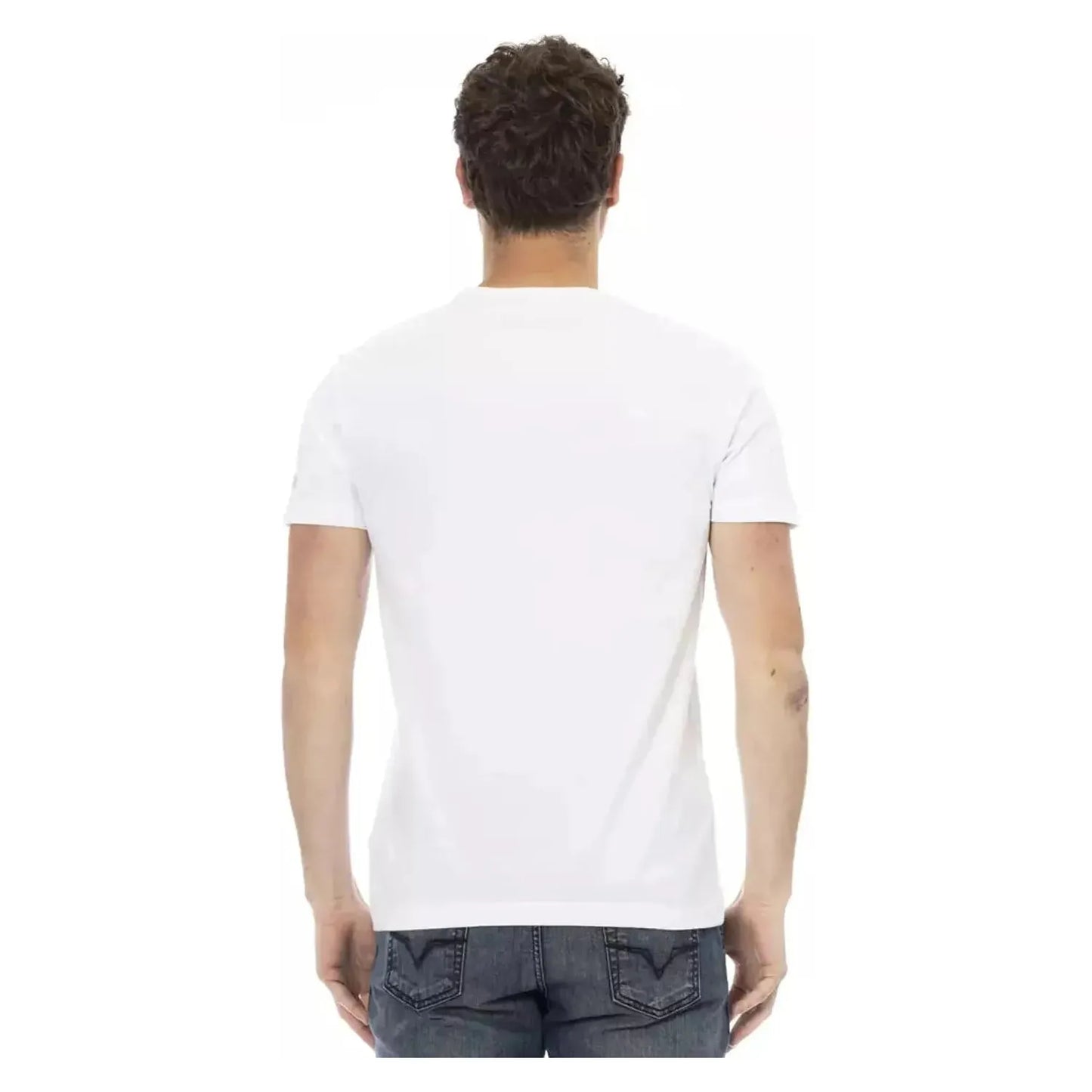 Trussardi Action Sleek White Cotton Blend Tee with Graphic Front white-cotton-t-shirt-125