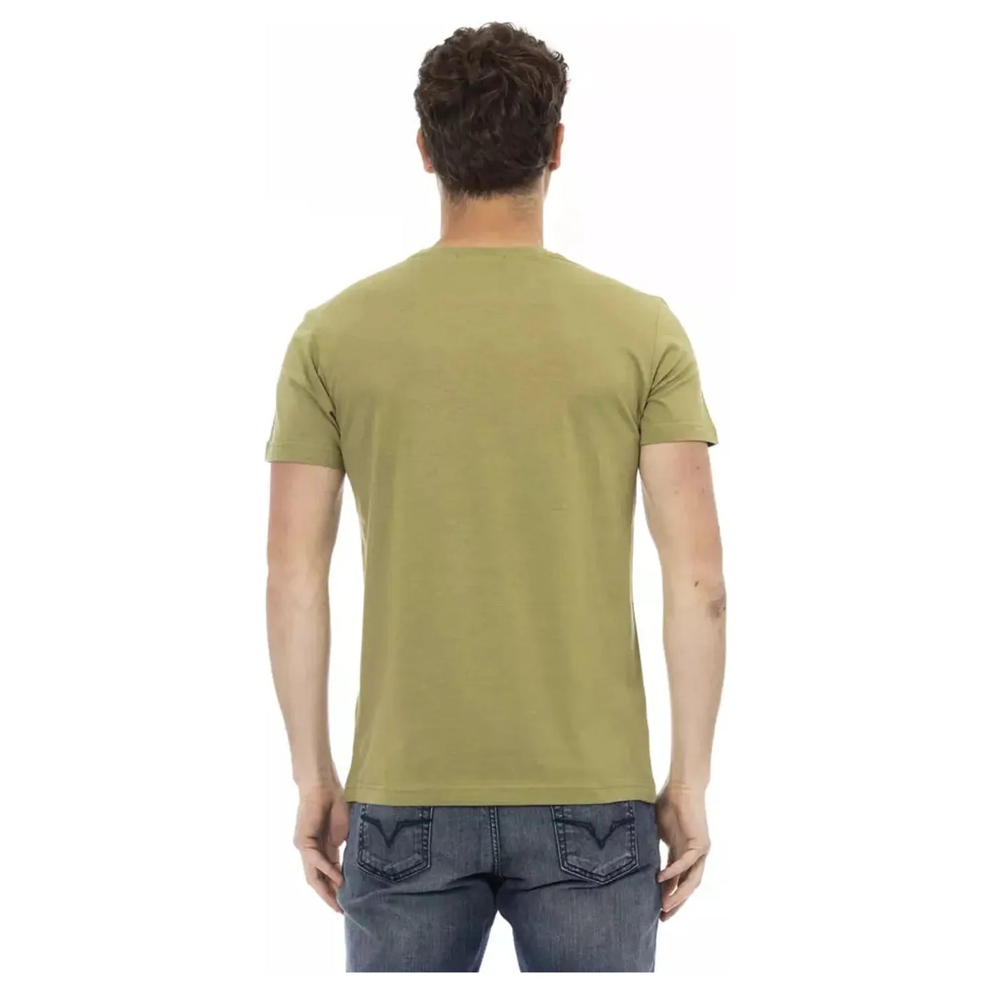 Trussardi Action Chic Green Short Sleeve Tee with Front Print green-cotton-t-shirt-42