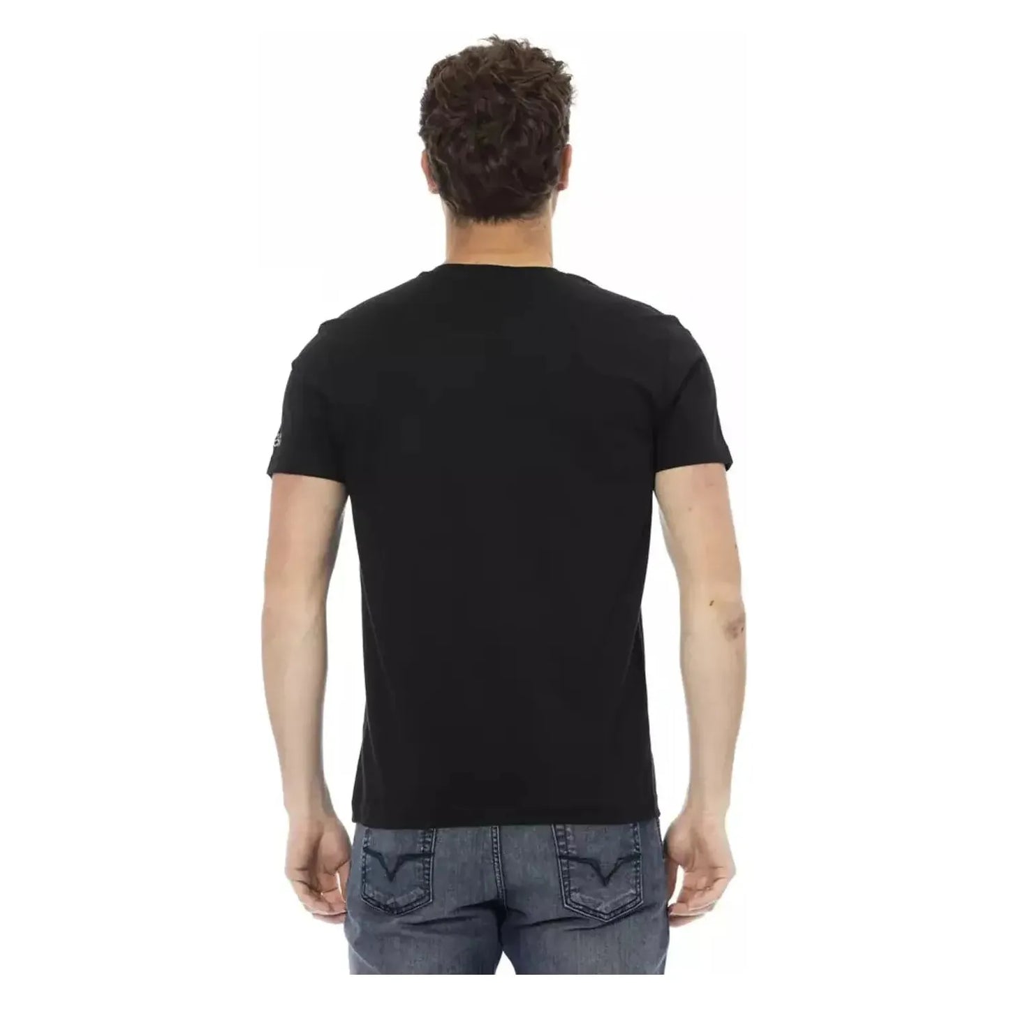 Trussardi Action Elegant Black Round Neck Tee with Unique Print black-cotton-t-shirt-58