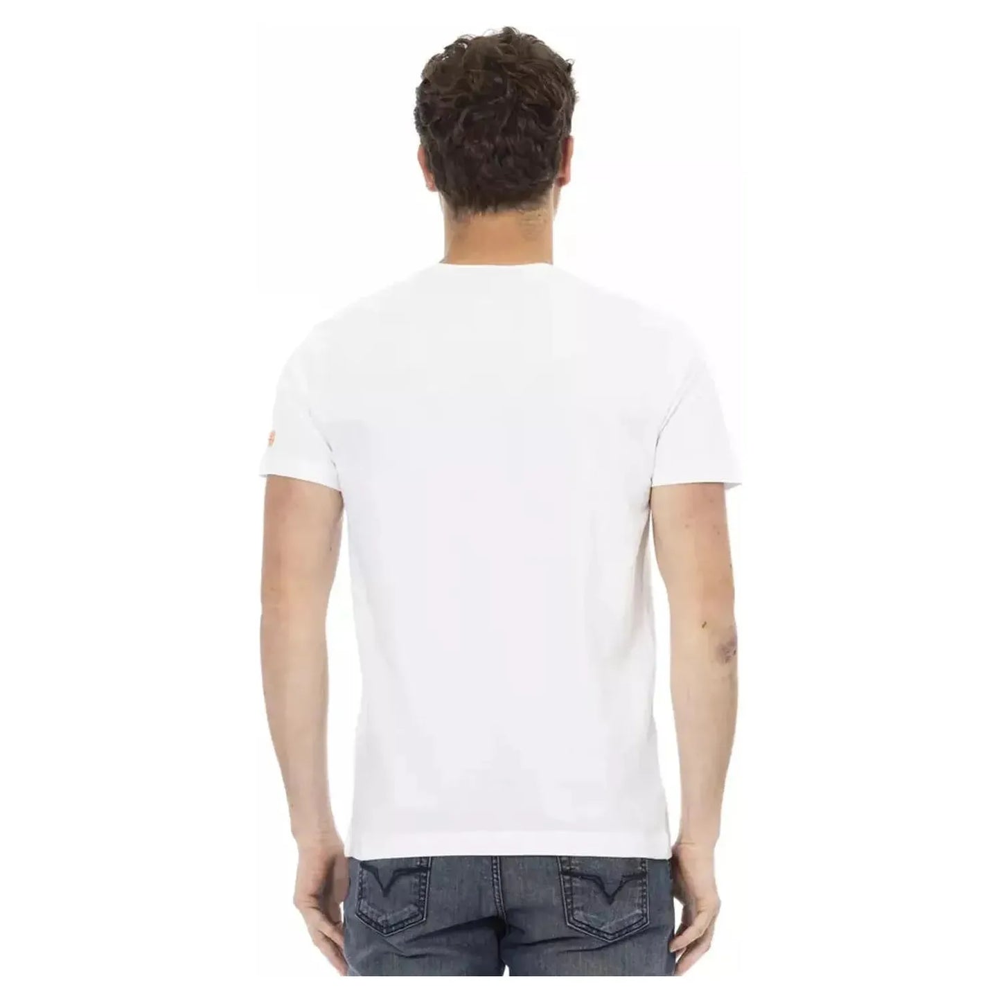 Trussardi Action Elevated Casual White Tee with Graphic Accent white-cotton-t-shirt-109