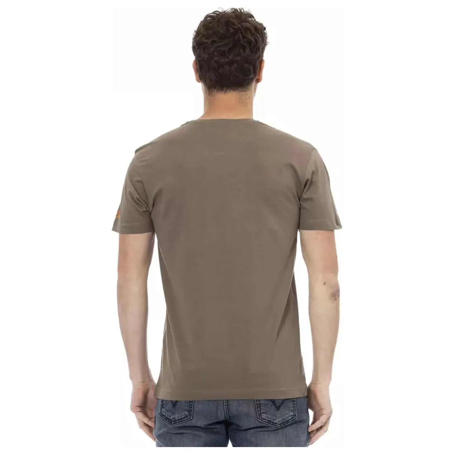 Trussardi Action Elegant Brown Tee with Chic Front Print brown-cotton-t-shirt-6